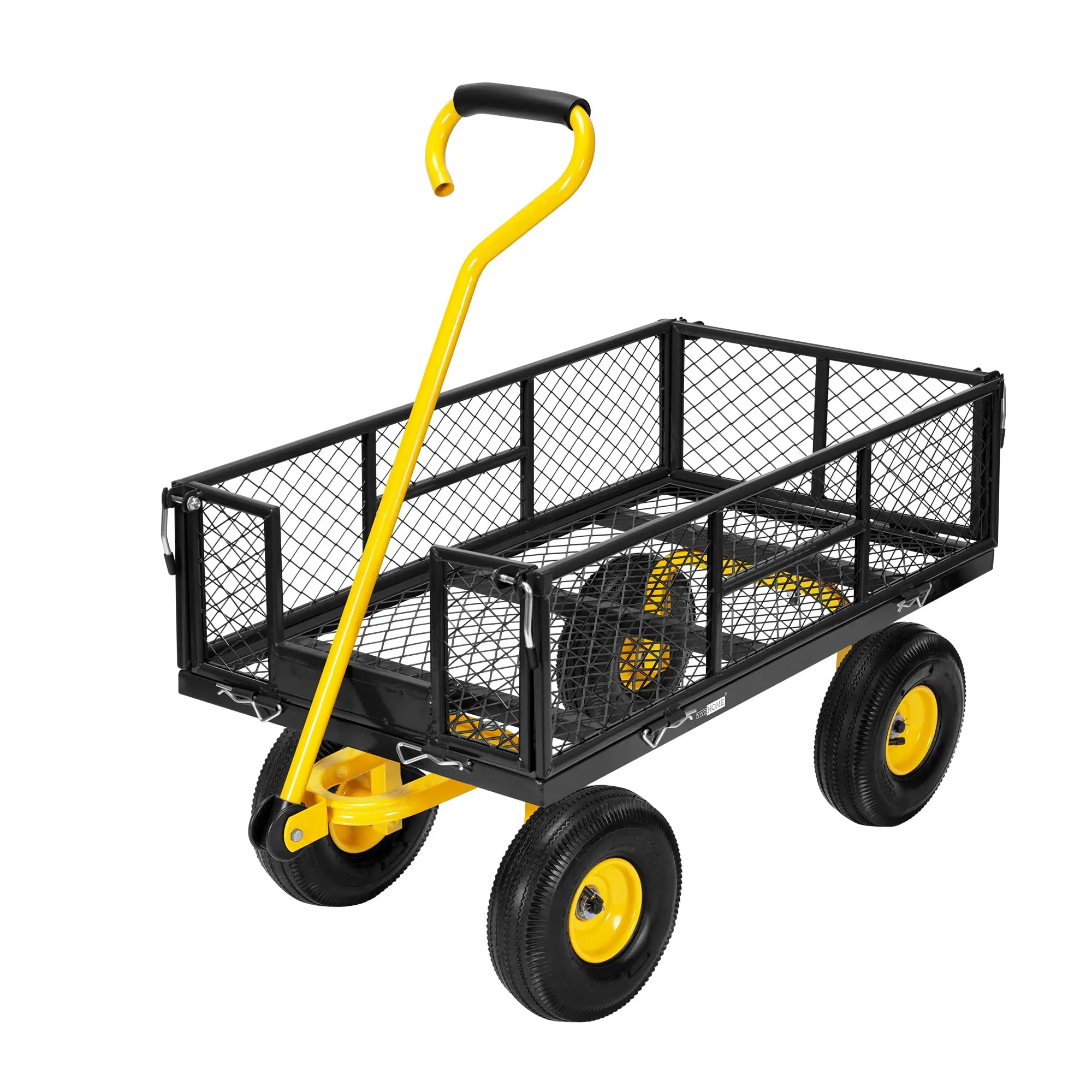 Heavy Duty 880 Lbs 4.5 Cu Ft Mesh Steel Garden Cart Utility Wagon | Removable Sides and 4.10/3.50-4