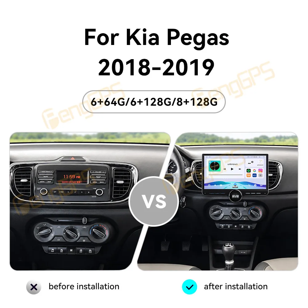 For Kia Pegas 2018-2019 Android Car Radio Multimedia Video Player Wireless Carplay Autoradio Stereo GPS Navigation Head Unit