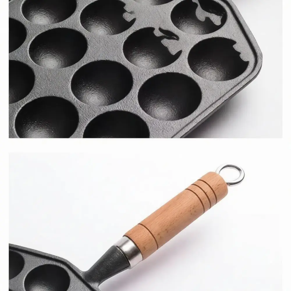 Portable Cast Iron Takoyaki Maker Frying Pan Nonstick Kitchen Mold For Creative Home Snacks And Delicious Octopus Balls Cookware