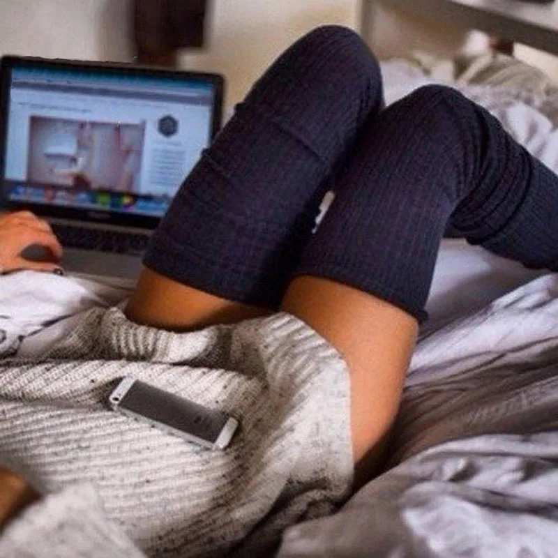 

Women's Stockings Gaiters Striped Long Socks Thigh Winter High Stockings Warm Over Knee Socks Soft Wool Christmas Stockings