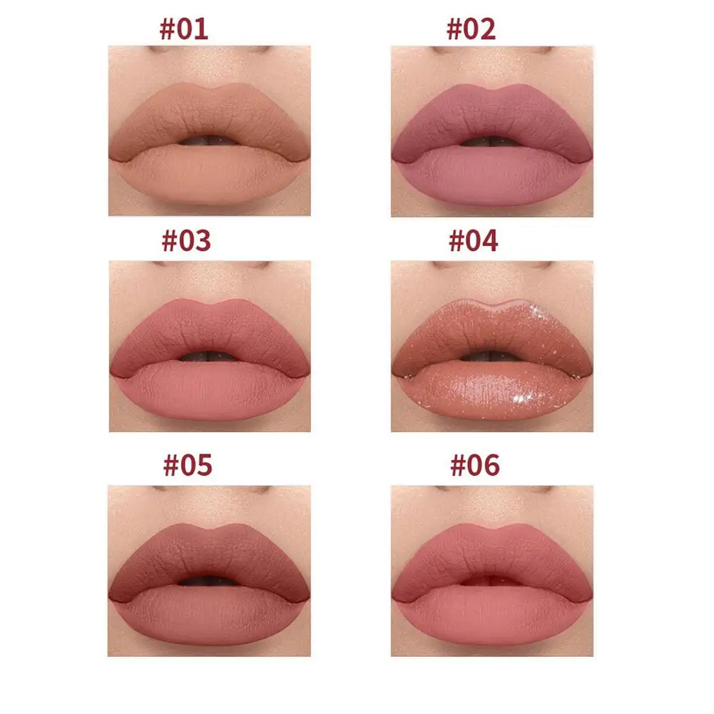 Juego de lápiz labial líquido mate de 12 colores, juego de brillo de labios líquido suave y brillante, maquillaje de manchas de labios de larga duración resistente al agua desnudo de terciopelo