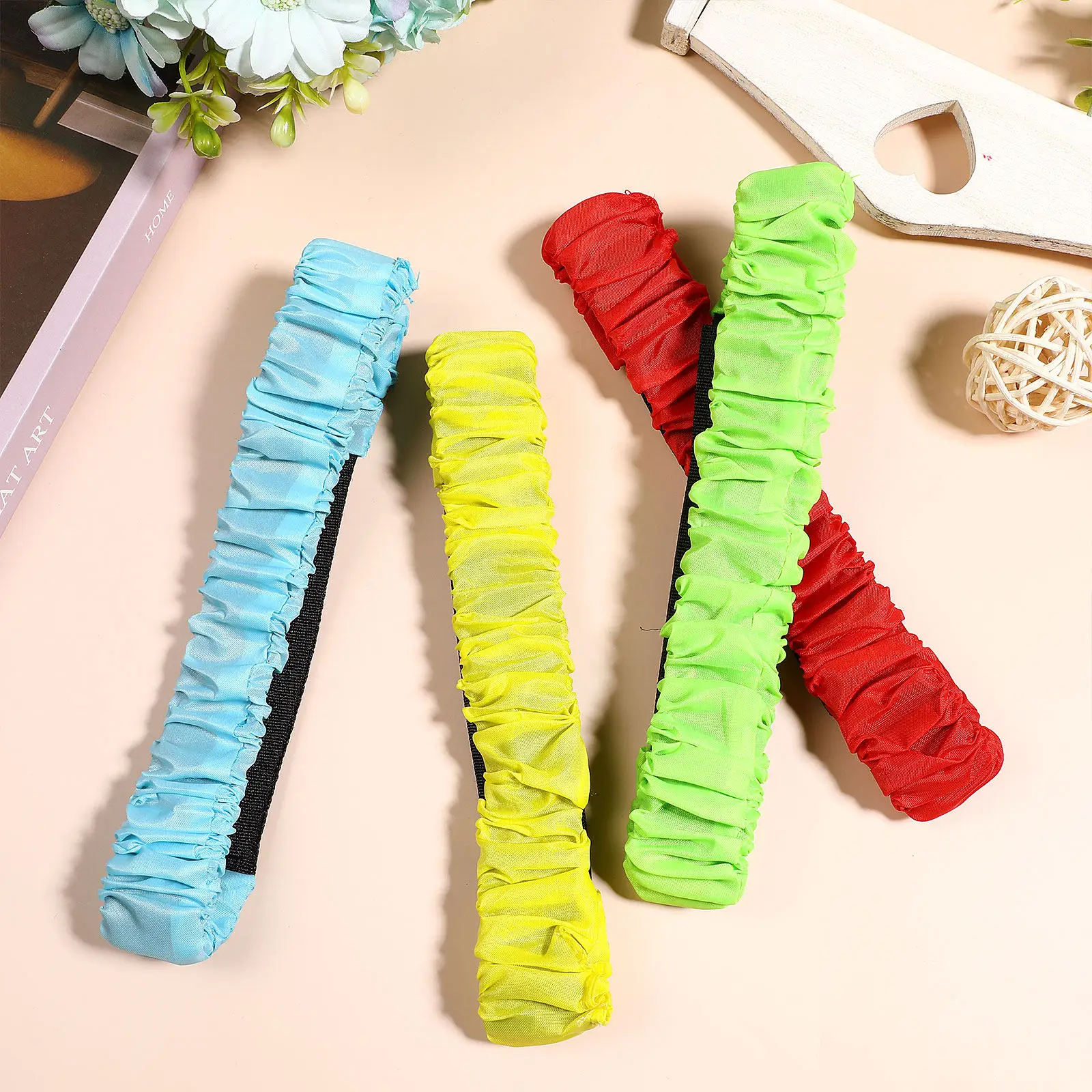 12Pcs Three Leg Race Bands Thick Elastic Fabric Strong Hook Loop Fastening for Family Games Sports Events Outdoor Play Party