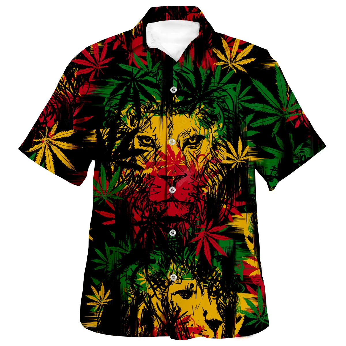 Rasta Bob Marley Leeuw Met Bril 3d Shirt Beach Hawaiian Shirt Zomer Korte Mouw Shirt Streetwear Oversized Chemise Homme