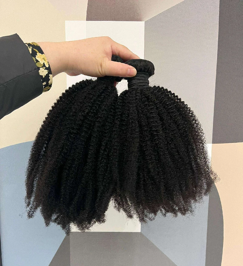 Raw Virgin 100% Human Hair Afro Kinky Curly 3/4 Bundles Double Weft Jerry Curly Hair Extension On Clearance Sale Bundle Deals