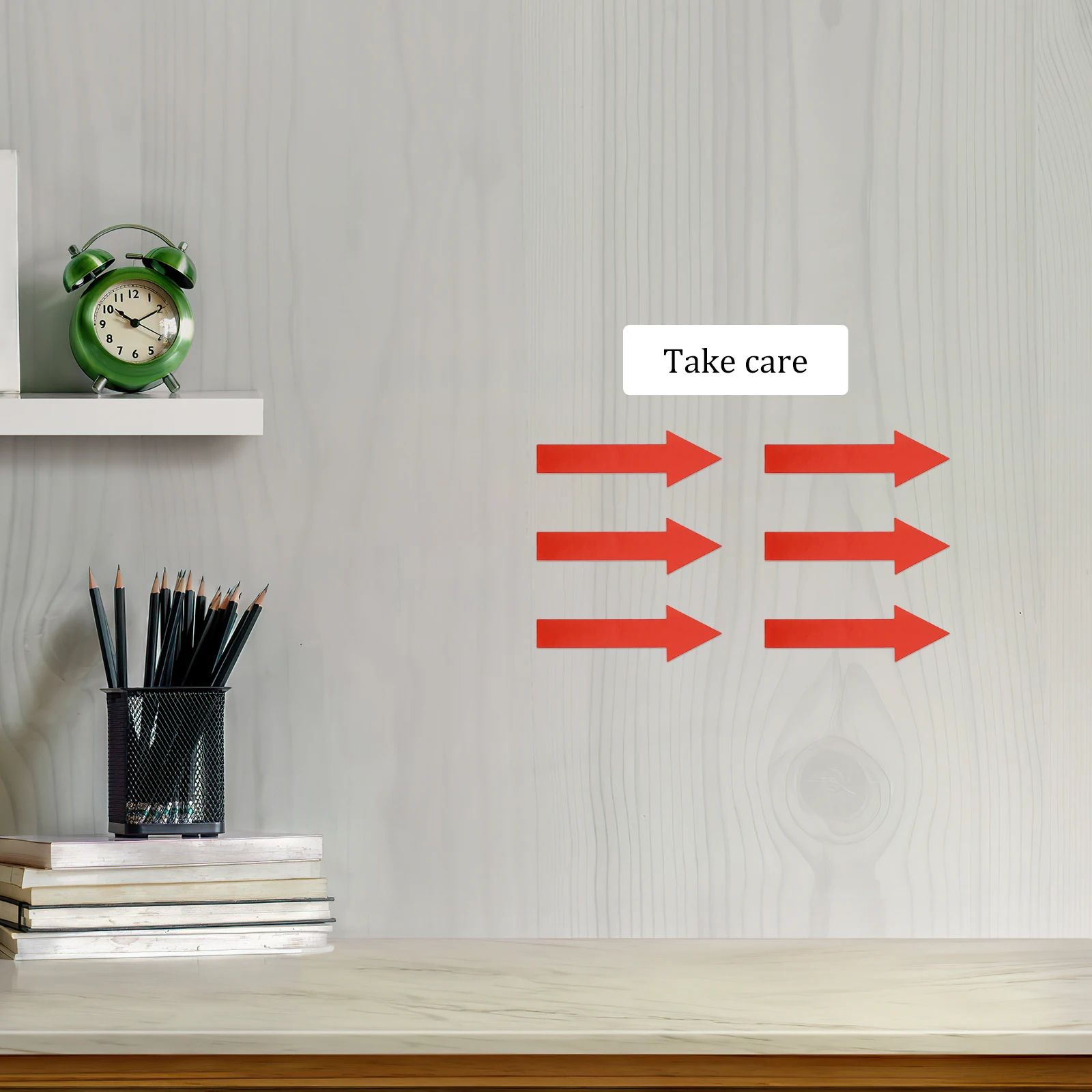 

100 шт., наклейки со стрелками, красные клейкие наклейки для маркировки пола, стены, указания направления, предупреждающие этикетки безопасности