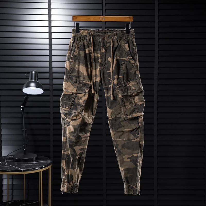 

Осень-зима, американская камуфляжная мужская рабочая одежда, повседневные брюки, свободные модные брендовые спортивные узкие брюки Harlan с манжетами