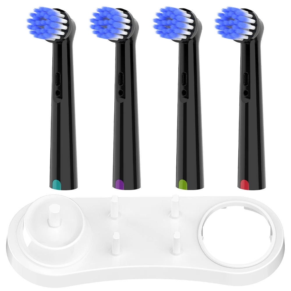 

4 ультрамягкие сменные насадки для зубных щеток с держателем, совместимые с электрическими зубными щетками Oral B для моделей 1000 и 100