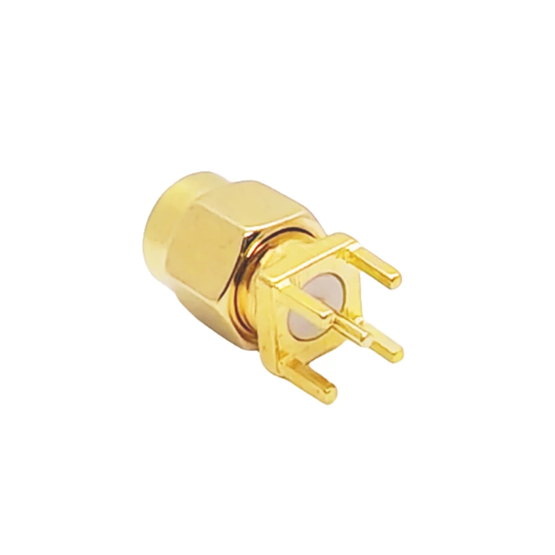 2pcs/lot SMA Male 4 Pins Square Stand 4MM Gold Plated SMA PCB Panel Mount Plug Coaxial Adapter