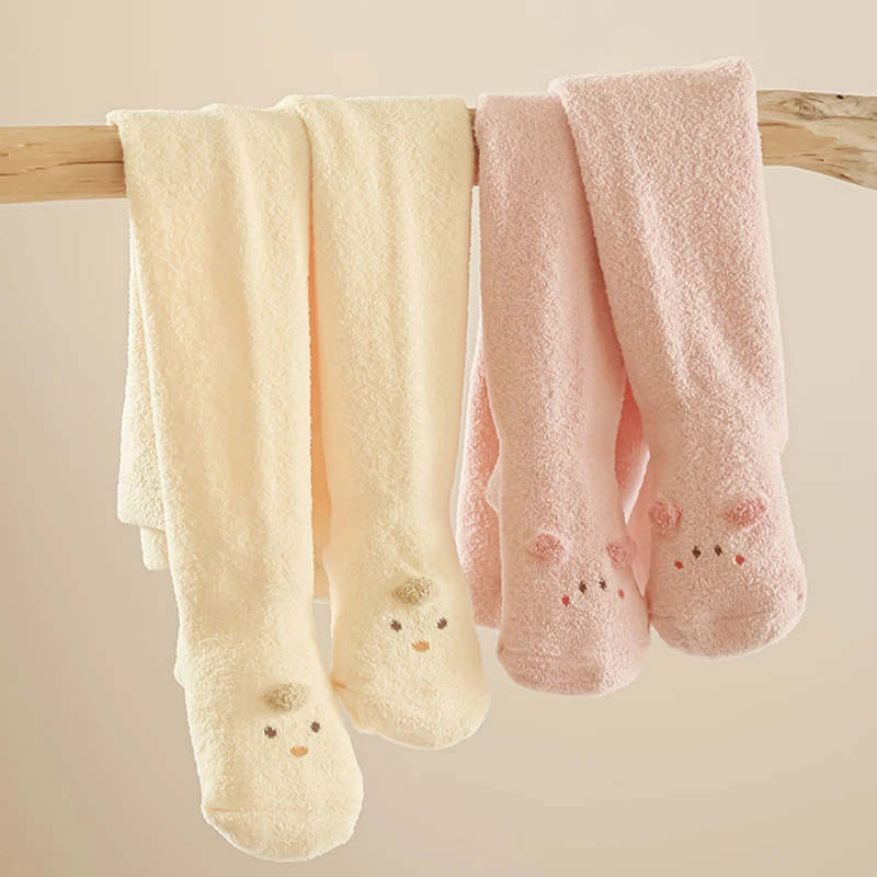 Baby Pantyhose Cute Cartoon Warm Kids Tights Solid Color Knitted Children'S Pantyhose Leggings For Newborn