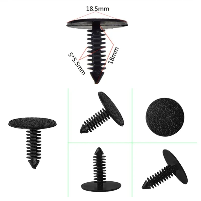 100Pcs Auto Fastener Fit 5*5.5mm Hole Nylon Clips Fender Bumper Shield Retainer Plastic Rivet   A135