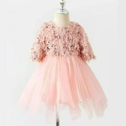 Baby Girls Sequins Dress Kids Children Vest Dress Solid Princess Casual Dresses Spring Autumn Clothes 2-8 Years L323
