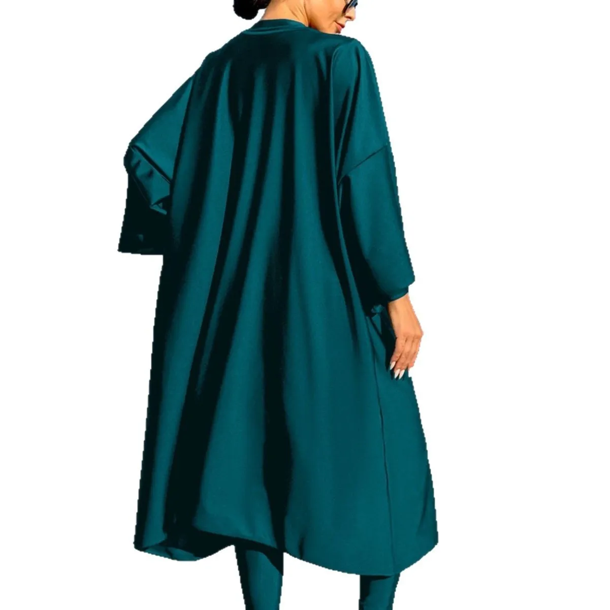 

Burkini Femmes Dress Long Sleeve High Neck Burkini Woman Dresses Teal Green Modest Swimwear Maxi Dress Front Zipper Swim Dress