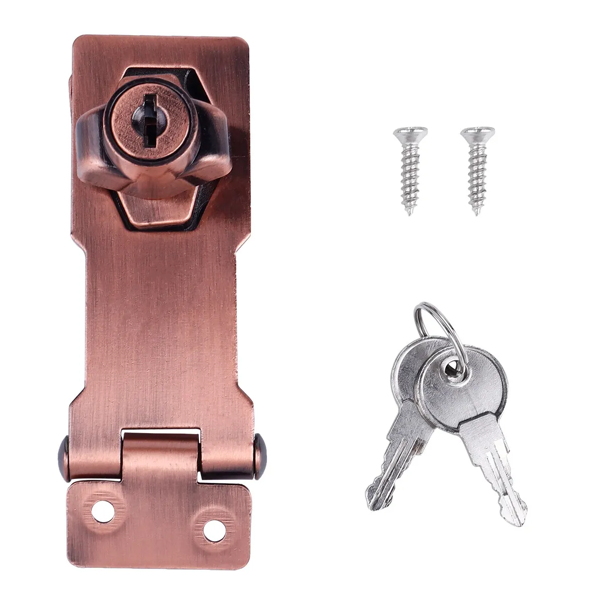 3 Inch Zinc Alloy Safety Locking Hasp Durable Keyed Lock 90 Degree for Door Box Drawer Cabinet Security Keyed Hasp Lock