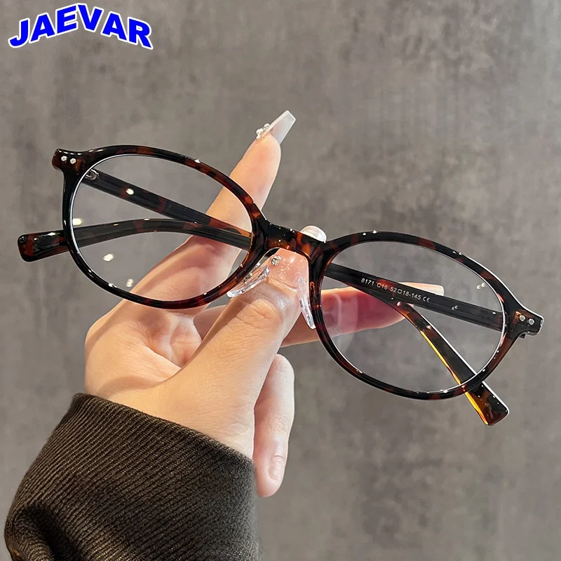 

JAEVAR Retro Oval Glasses Frame Ultra Light Oval Women's Glasses Frame TR90 Anti Blue Light Optical Prescription Frame 8171