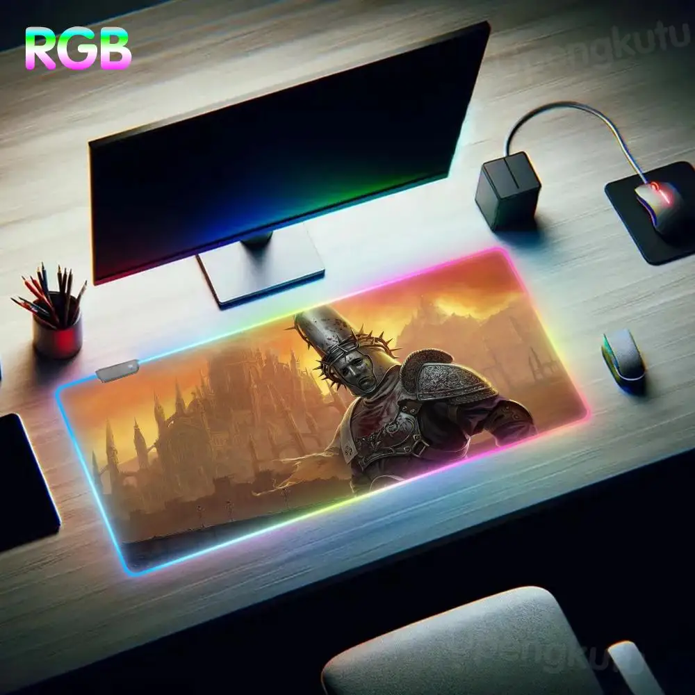 B_blasphemous Speed Mousepad Carros Para Escritorio Mouse Pad RGB Mouse Pad LED Large Kawaii Mouse Pad Gamer Luminous Desk Mat