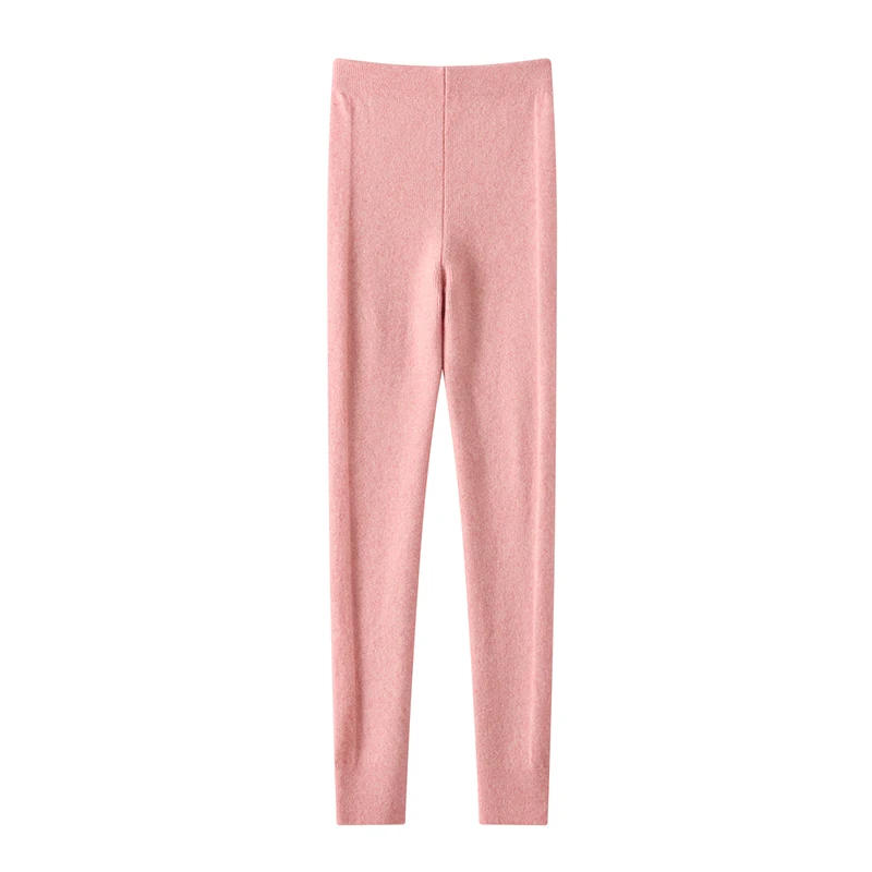 FRSEUCAG  Hot selling new women's knitted 100% cashmere leggings, slim fit and warm, solid color women's long cashmere leggings