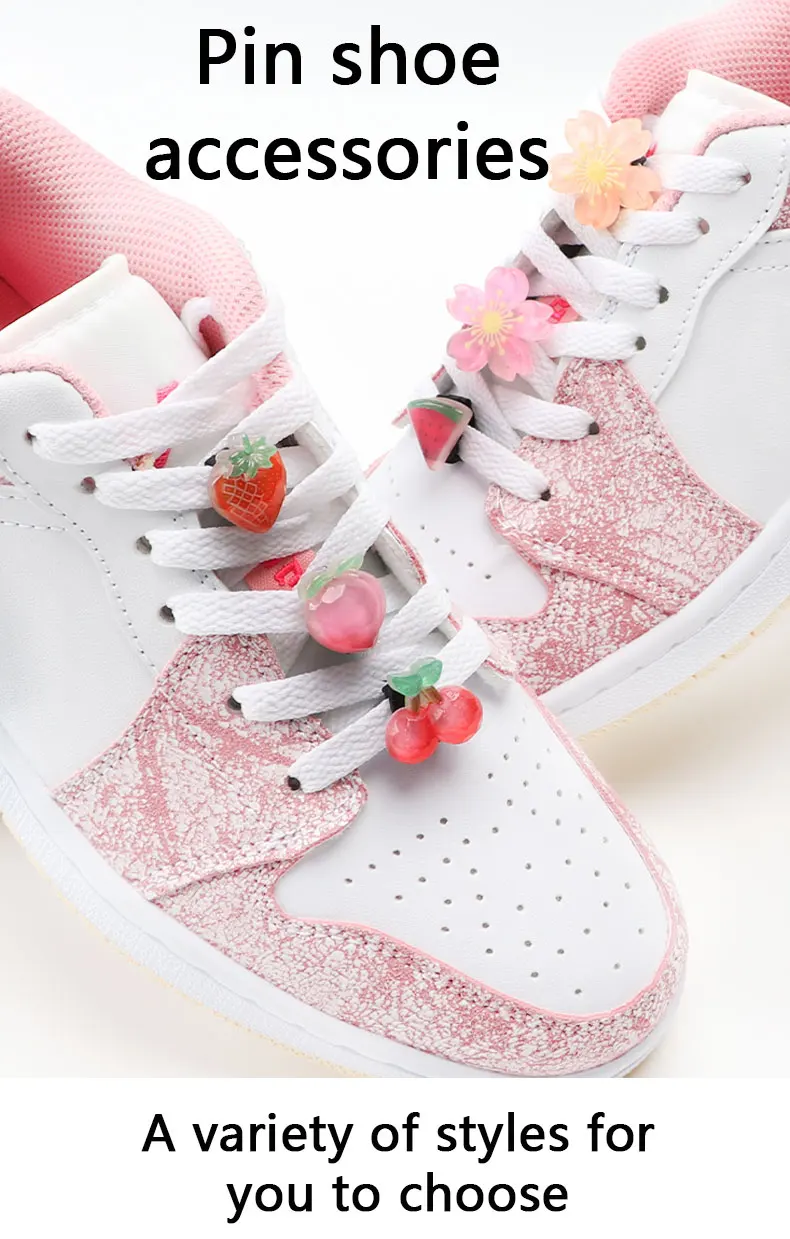 Cute Flowers Fruit Shoe Laces Decorations Buckle Charms Shoelaces for Sneaker Luxury Shoes Accessories for Women Man 1 Pcs