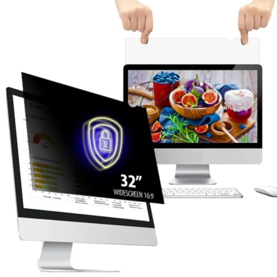 

Computer Privacy Screen Filter for 32 Inch Widescreen Monitor, 16:9 Aspect Ratio, Black, Anti-Glare and Anti-Scratch Protective