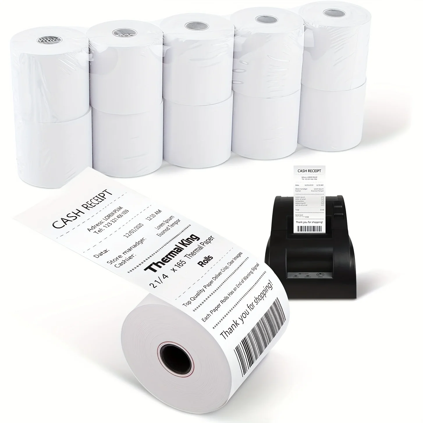 57*37mm 2 1/4 X 50 Thermal Paper Receipt Rolls Fits All Clover Flex POS Cash Register Printers Paper For Credit Card Terminals