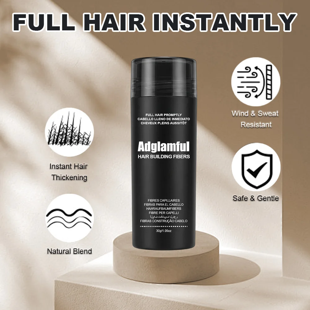 Aadglamful Faserpuder 30g: Verleiht dem Haar optisch Volumen, füllt Haaransätze auf, Unisex, ideal für Partys, Dates und besondere Anlässe. – Detail 3