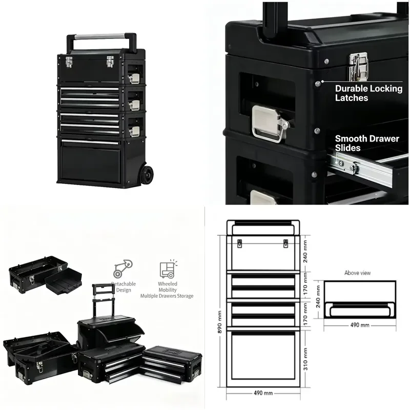 

【CHIMU HOME】 7-Drawer Metal Tool Cabinet with Adjustable Height and Lockable Drawers for Workshop Storage