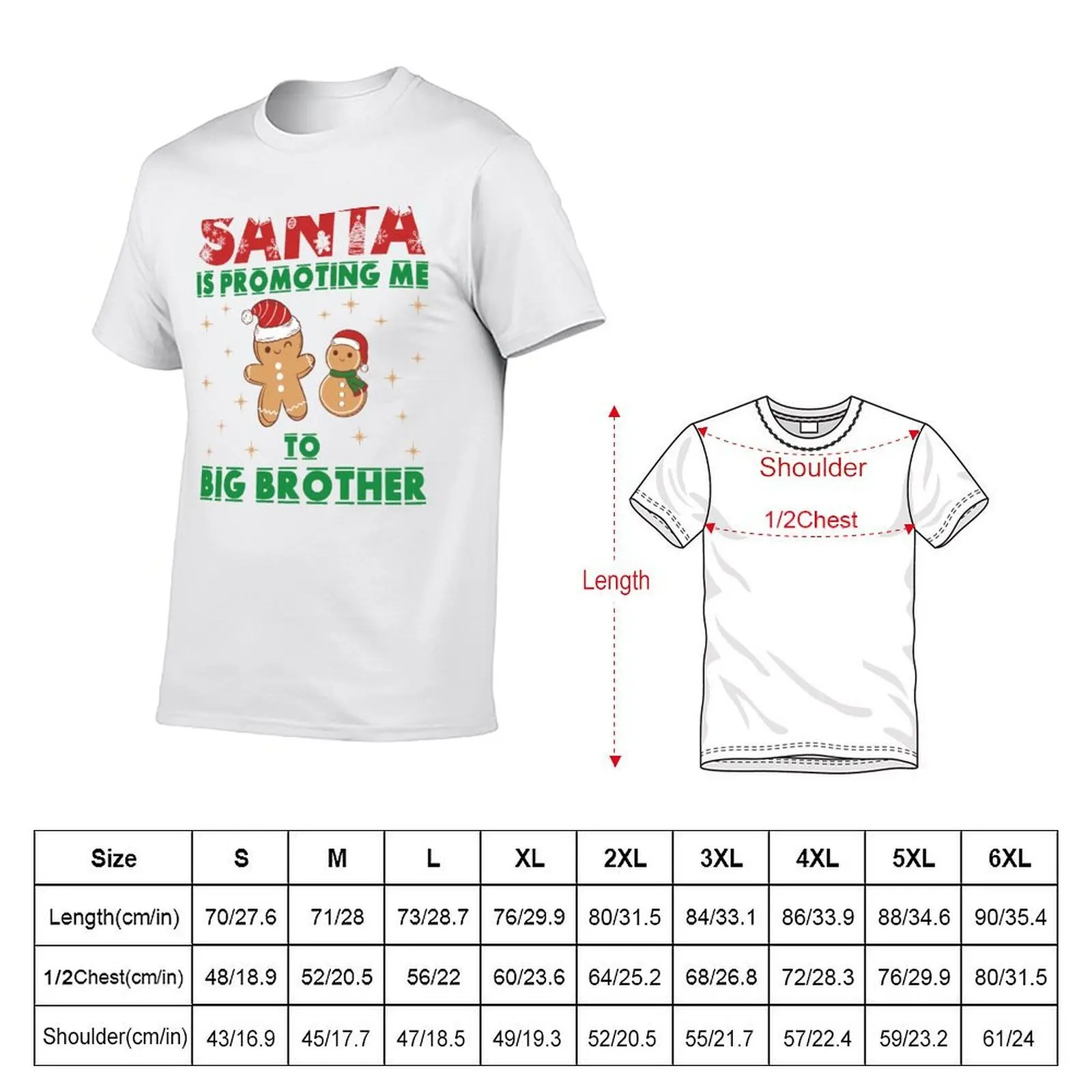 Santa is Promoting Me to Big Brother - Baby Sibling Pregnancy Announcement (Red and Green Text) T-Shirt
