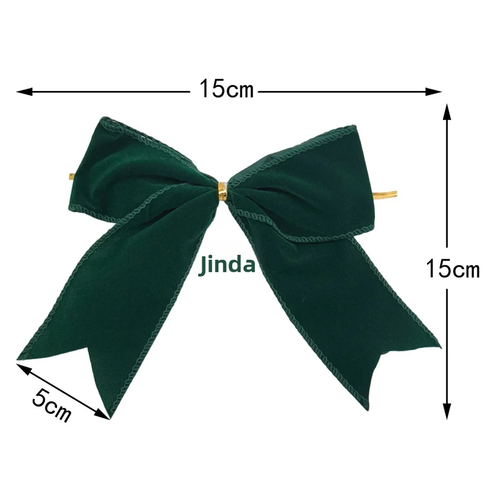 20Pcs For Velvet Ribbon Bows Wire Edged Bow Ties 15x15cm Soft Plush Decor For Christmas Tree Wreath Box Party Holiday Ornaments
