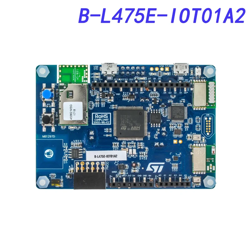 

B-L475E-IOT01A2 Development Boards & Kits - ARM STM32L4 Discovery kit IoT node, low-power, BLE, NFC, SubGHz, Wi-Fi, EMEA Freq