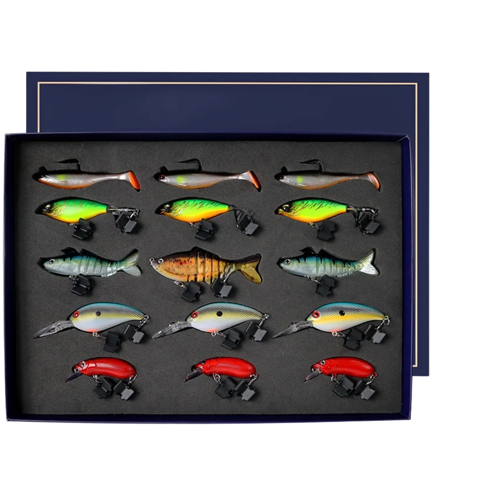 /15pcs /Fishing /Lure Kit Soft Baits Minnow Crankbait Set ABS Material Triangular Hook Covers S-Shaped Swing Design Multicolor T