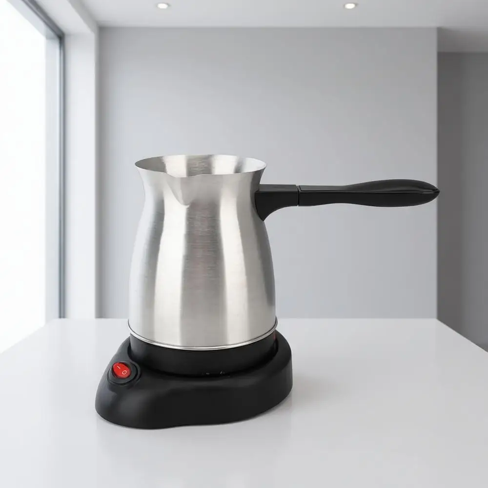 

600ml Stainless Steel Electric Turkish Coffee Pot with Long Handle, Ideal for Home or Travel