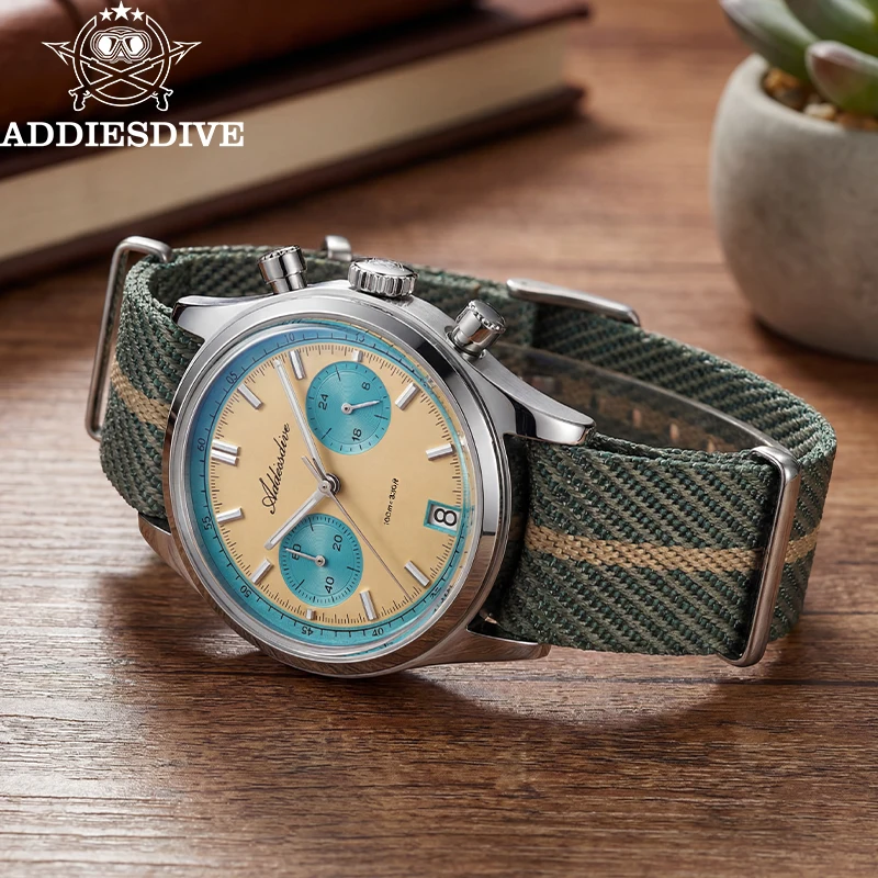 

ADDIESDIVE Men's Watch VK64 Movement Luxury Quartz Watches BGW9 Super Luminous 100m Waterproof 316L Stainless Steel Wristwatch