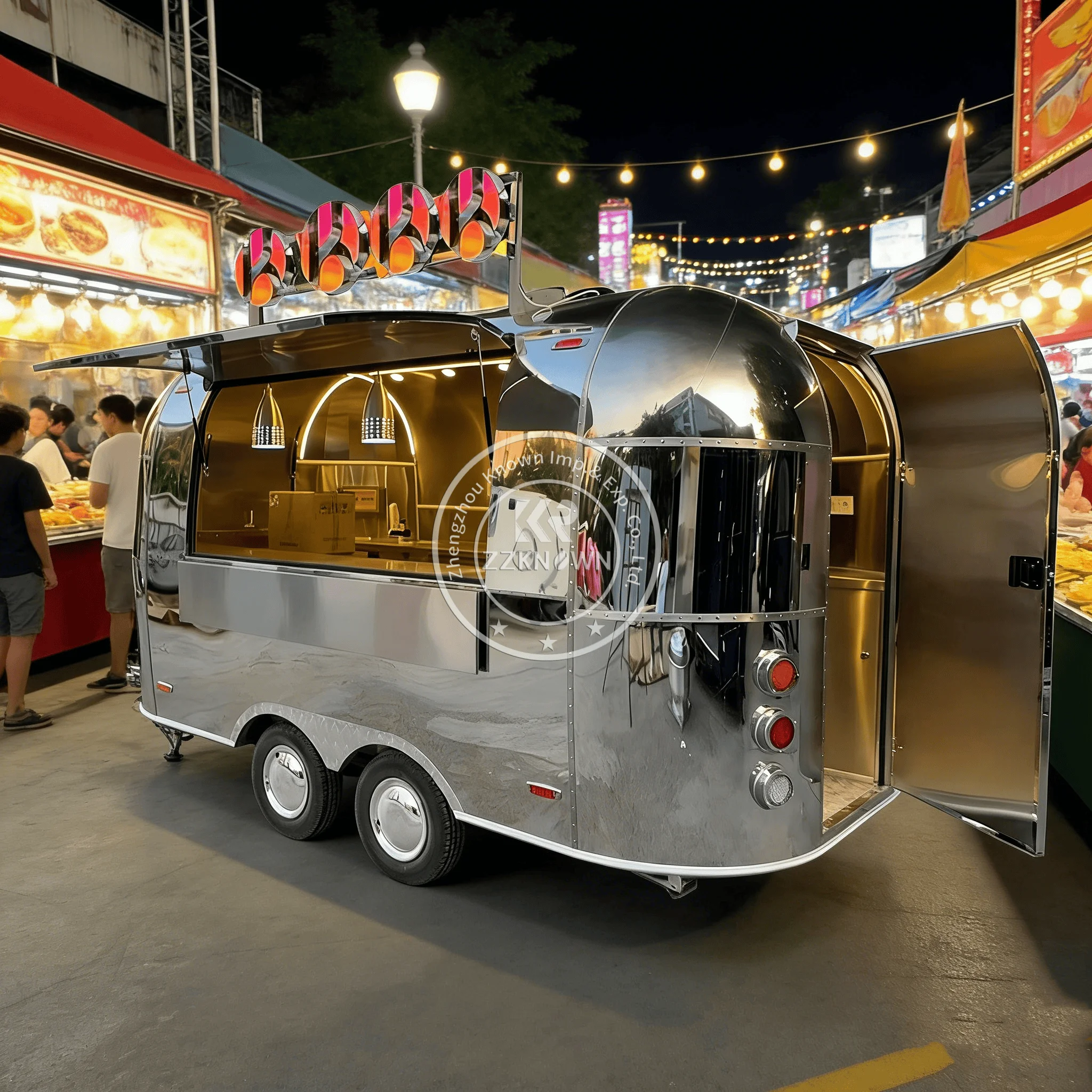 

Commercial Fully-Equipped Mobile Kitchen Fast Food Truck Trailers Customizable Coffee Ice Cream Hamburger Vending Van Snack Food