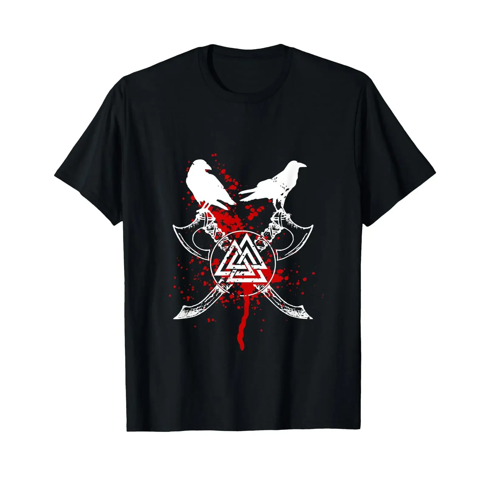 Nordisch Wikinger Hugin und Munin Valknut T shirt vintage Washed Top For Everyday Wear Slightly Soft Stretched graphic