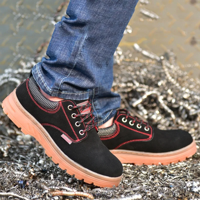 plus size mens fashion steel toe covers working safety shoes cow suede leather tooling safe shoe worker security boots protect