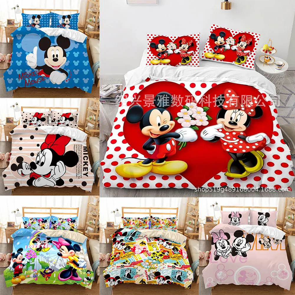 

Mickey Mouse Minnie Mouse Bedding Sets Comforter Quilt Bed Cover Duvet Cover Pillow Case 2-3 Pieces Sets Kids Adult Size