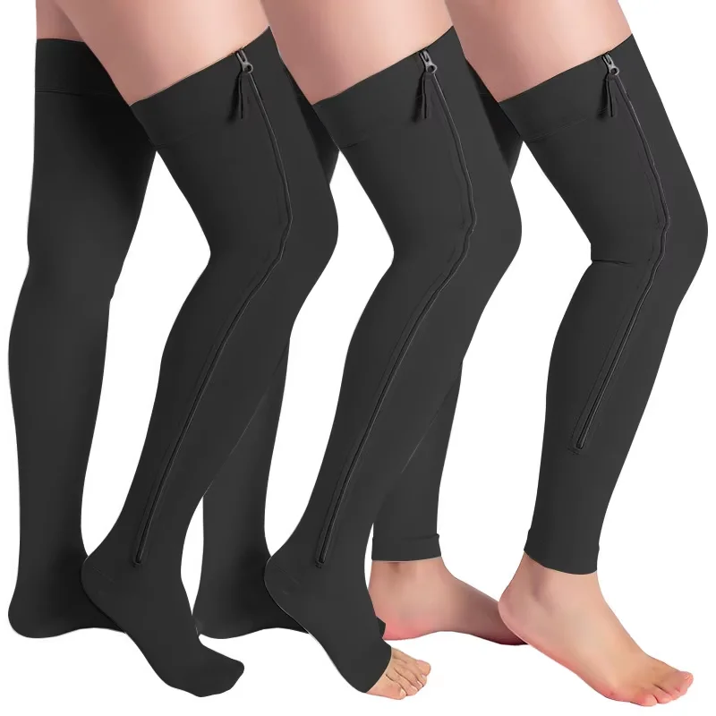 10 pairs Compports nylon over knee custom design size 20-30 mmhg graduated compression thigh high stocking for varicose veins