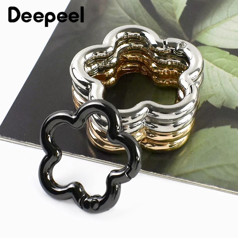 10/20Pcs 3.5/4mm Flower Metal Buckles Spring O Ring Openable Snap Hook Keychain Decor Coil Loop Clasp DIY Hardware Accessories