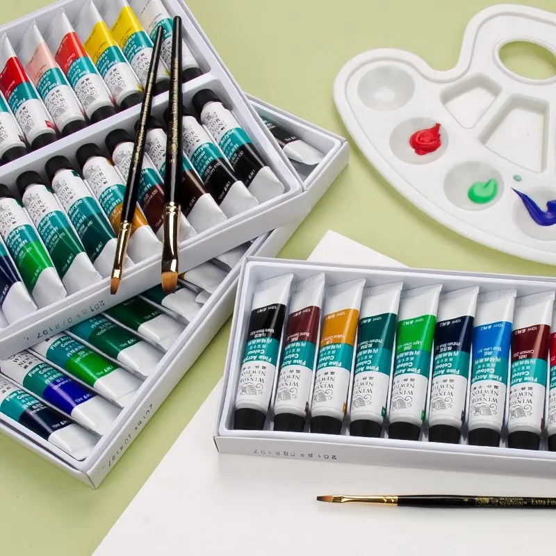 Winsor&Newton 12/18/24/36 Colors Acrylic Paint Set 10ml Non-Toxic Art Hand Painted Wall Painting Acrylic Pigment for Student