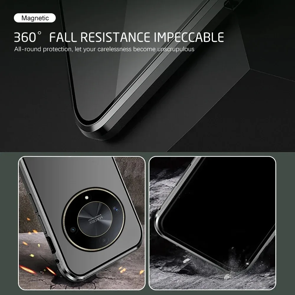 360° Full Body Double Sided Glass Metal Frame Case for Honor X6 Pro X9c X9b X9A 5G Honor Magic 6 5 Lite Protective Shell Cover