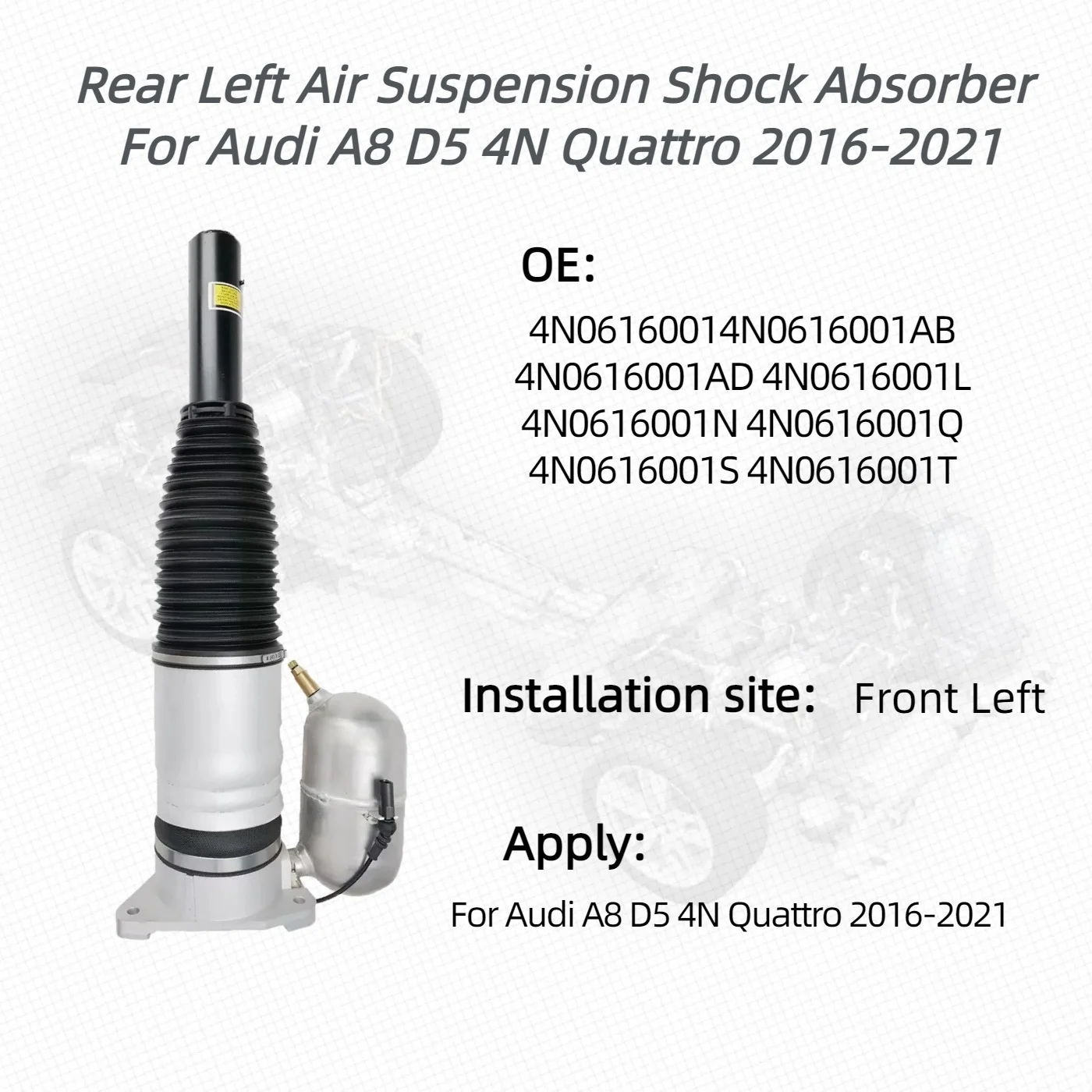 1 Pcs For Rear Left Air Suspension Shock Absorber For Audi A8 D5 4N Quattro 2016-2021 4N0616001 4N0616001AB 4N0616001AD