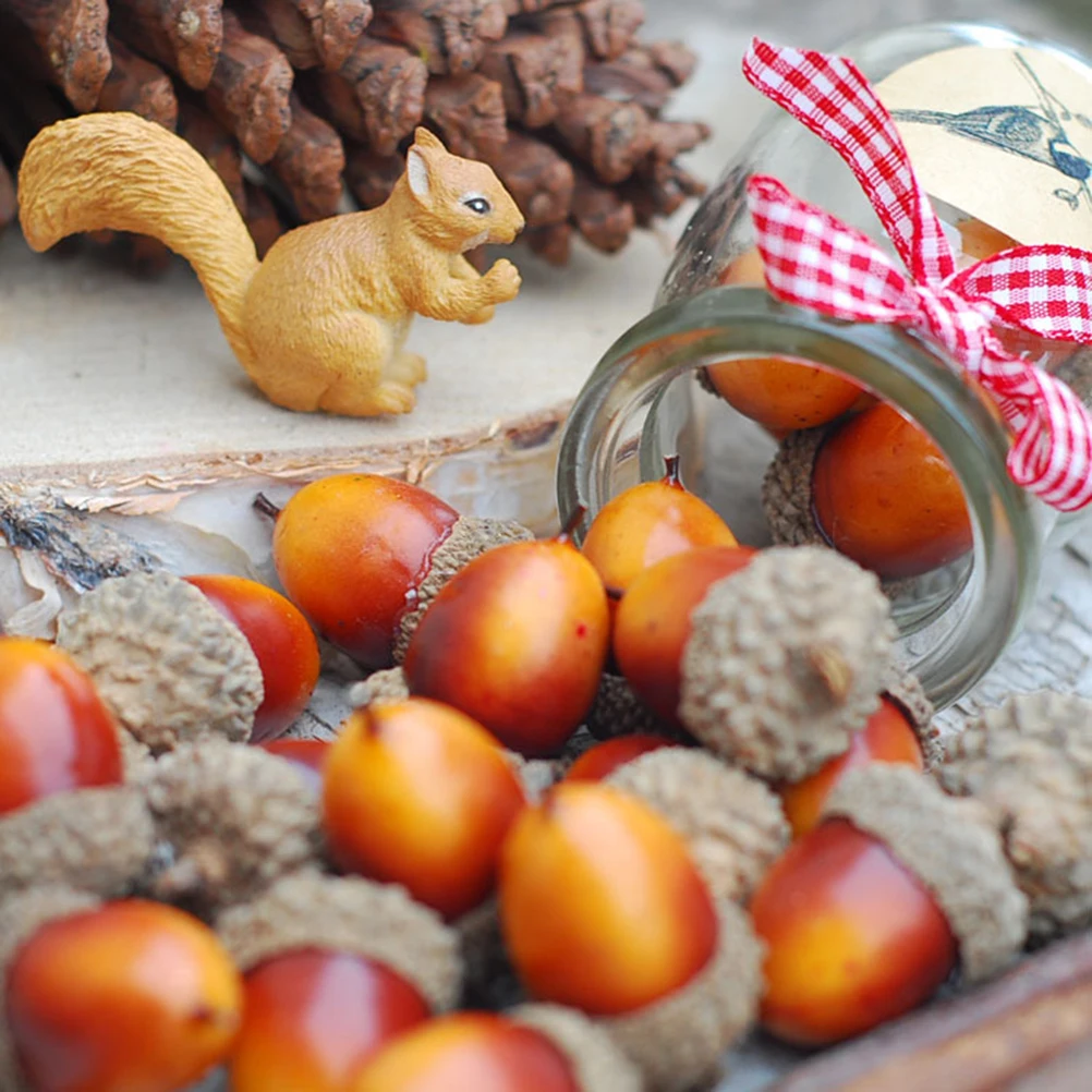 

50Pcs Artificial Lifelike Small Acorn Decor High Vivid Simulation Decorative Nuts Home Office Restaurant Table Display Festival