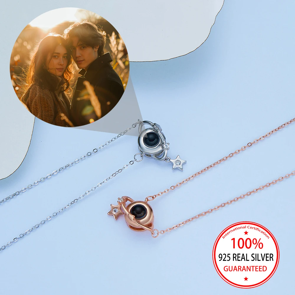 

Ожерелье с подвеской в виде планеты из стерлингового серебра 925 пробы на заказ, романтический подарок на день рождения, День святого Валентина для подруги