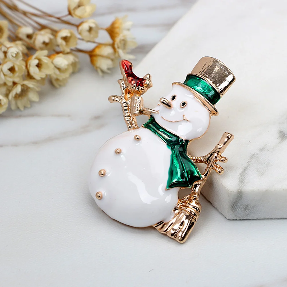 

4 Pcs Rhinestone Outfit Suits Lapel Pin Hat Holiday Brooch Christmas Pins Breastpin Snowman Tree