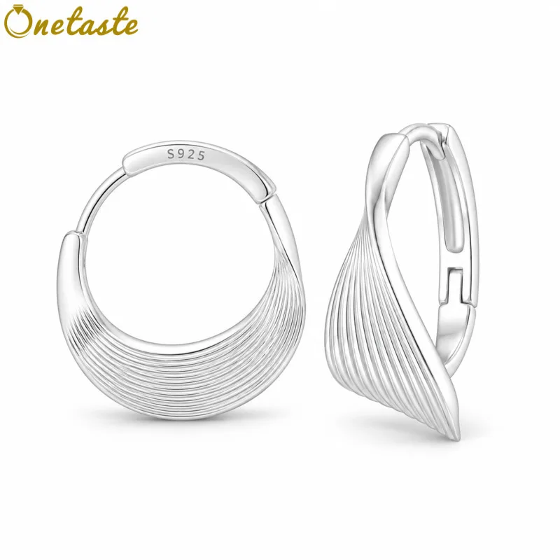 Polished 925 Sterling Silver Textured Twisted Tapered Huggie Hoop Earrings For Women Simple Trendy Statement Earring Party Gift