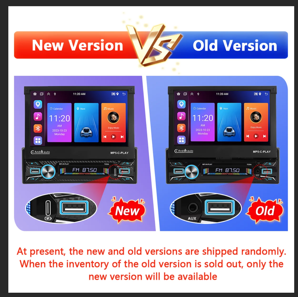 Camecho 7 "IPS شاشة قابلة للسحب بمحركات 1 Din راديو سيارة لاسلكي Carplay Android Auto GPS Navigation 1Din Android Autoradio #2