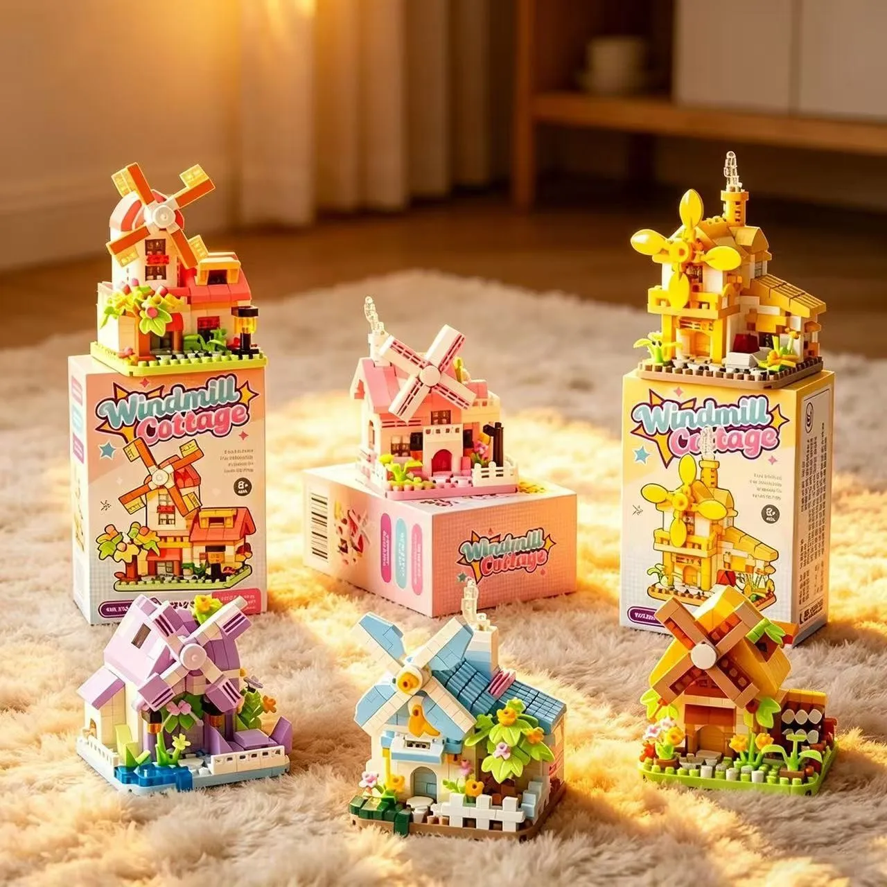 Dreamy Windmill House Assembled Building Blocks DIY Authentic Desktop Internet Celebrity Assembled Building Blocks Toys Student