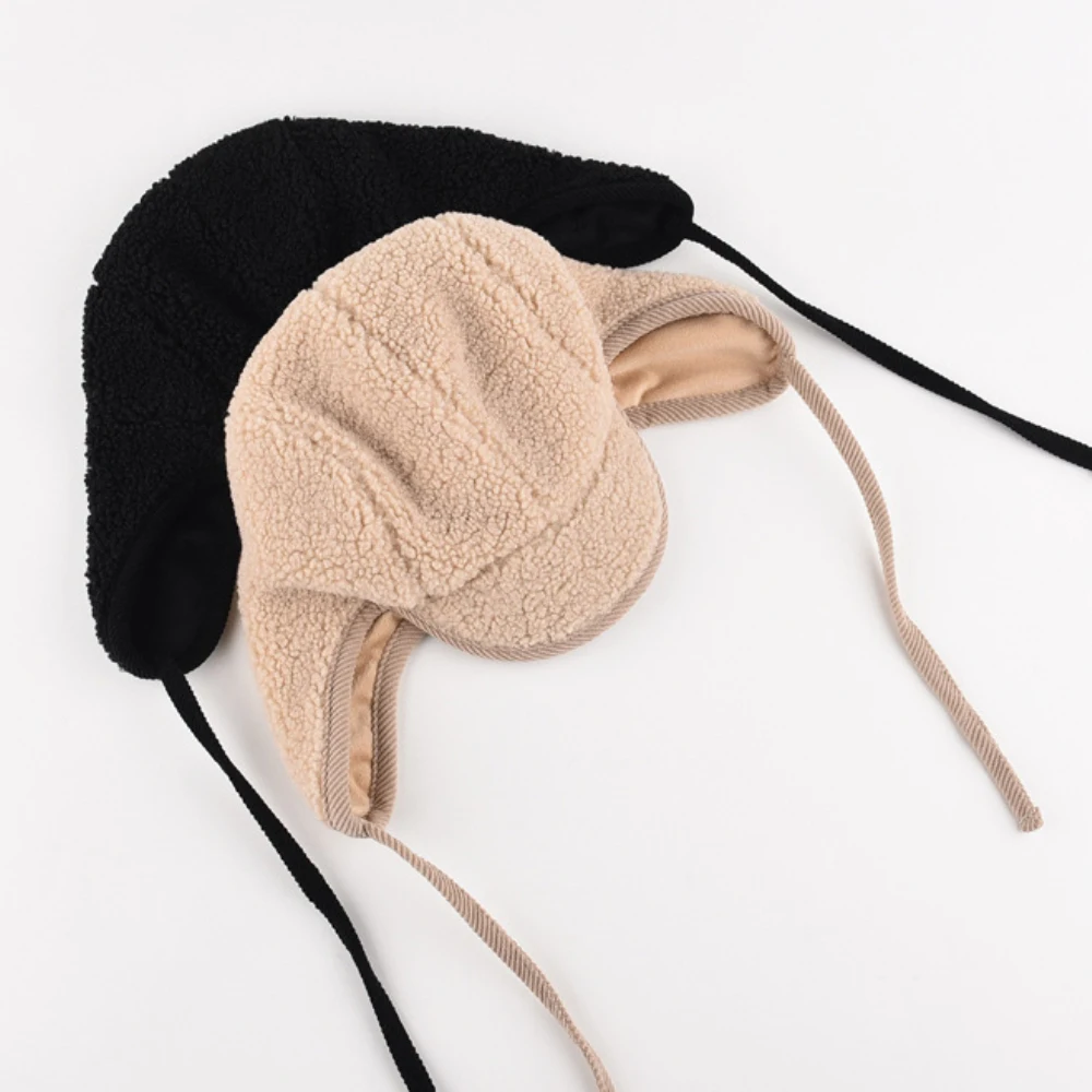 HT4992 Russische Hut Hohe Qualität Lamm Fleece Winter Hut Männer Frauen Dicke Warme Ski Earflap Kappe Männlich Weiblich Schwarz Beige Bomber Hüte – Detail 8