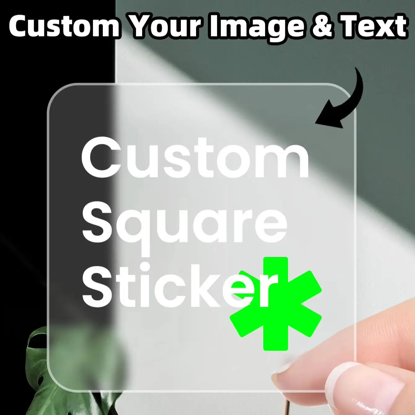 1/60/120Pcs Custom Square PVC Stickers Waterproof Personalized for Party, Label, Packaging