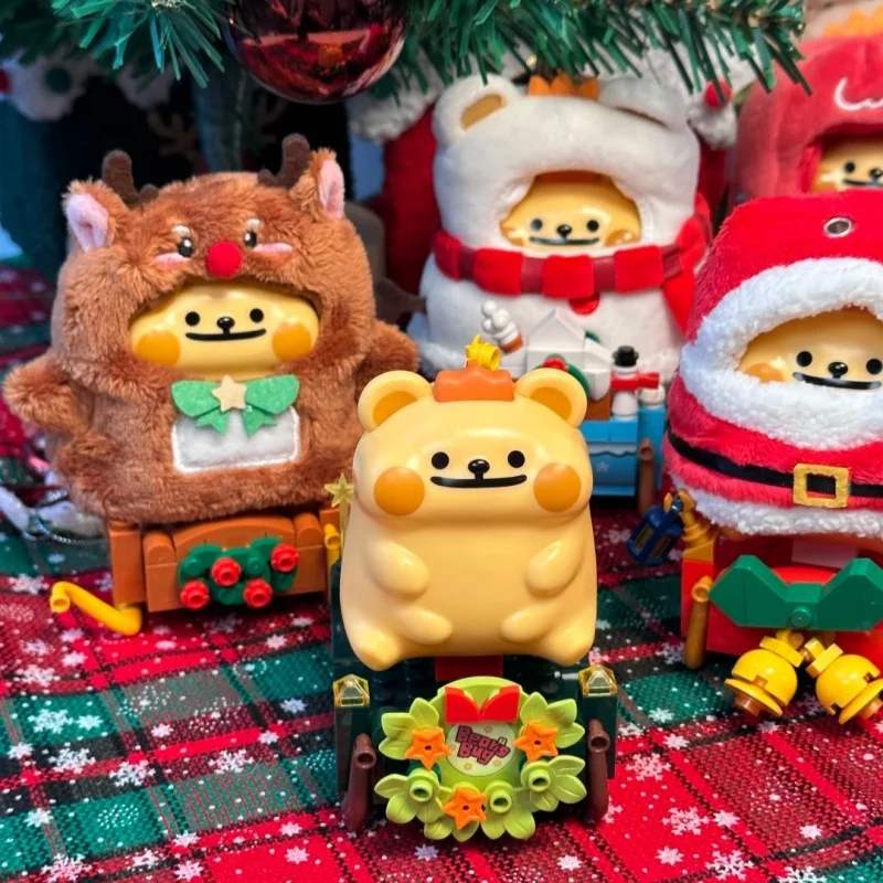 

Подлинная Toptoy, маленький медвежонок, ошибка, зимний поезд, серия строительных блоков, слепая коробка, сумка, очаровательная строительная игрушка, украшение для рабочего стола, подарки