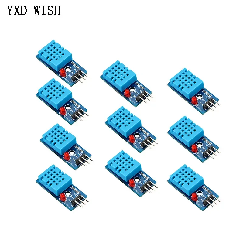 10pcs Temperature Humidity Sensor Module 3.3V-5V 3-Wire High Precision DHT11 Digital Temperature Sensors Board For Arduino